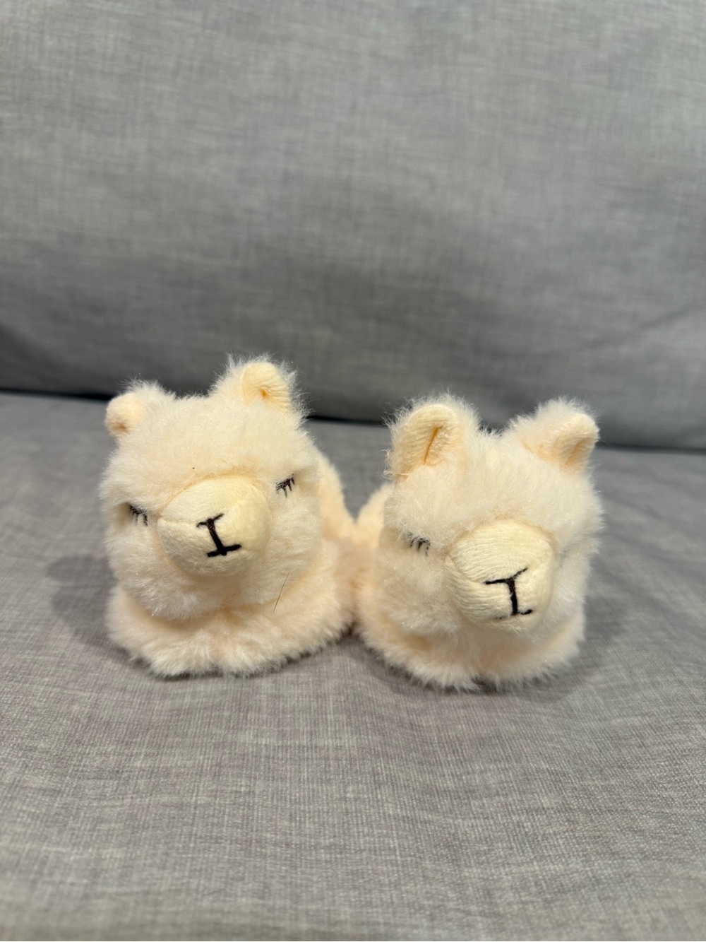 Little Me Cream Plush Baby Slippers